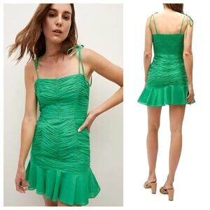 Veronica Beard BIEL Mini Dress Pleated Spaghetti Strap Ruffle Boho Cotton 16